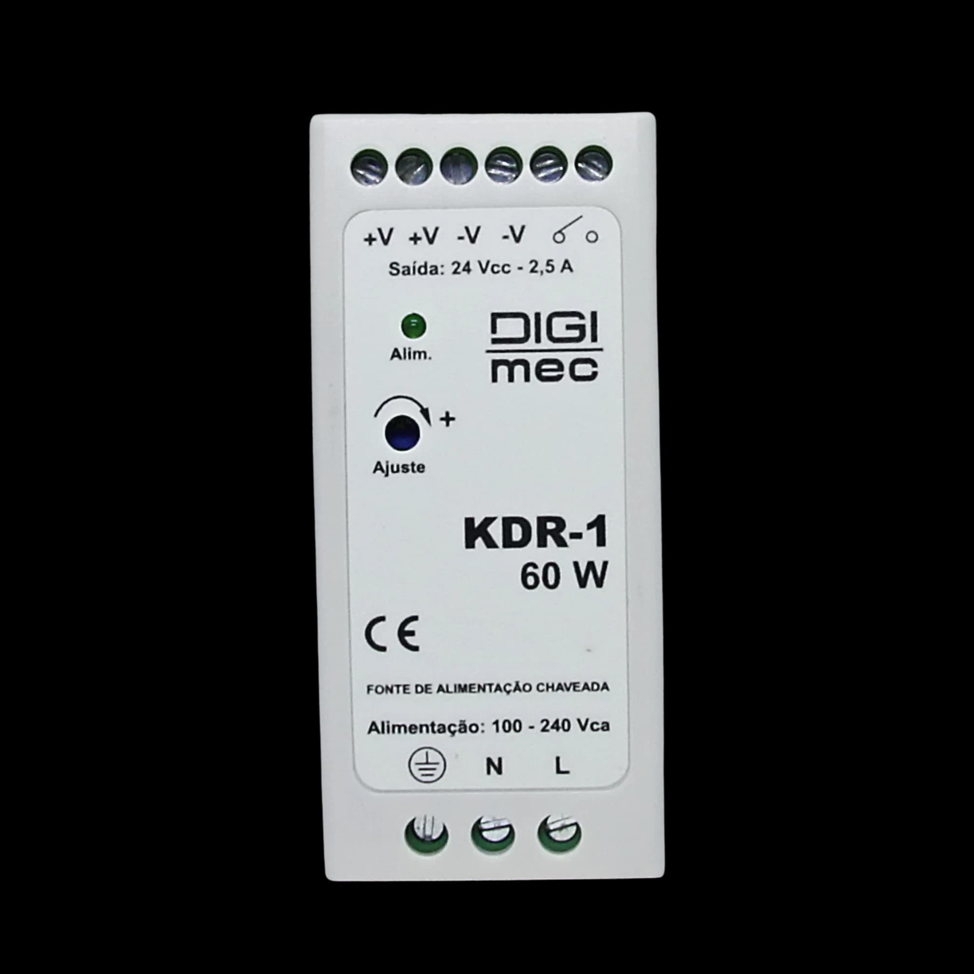 Fonte Chaveada 60W 2,5Amp. 100-240Vca Saída 24Vcc KDR-1 Digimec