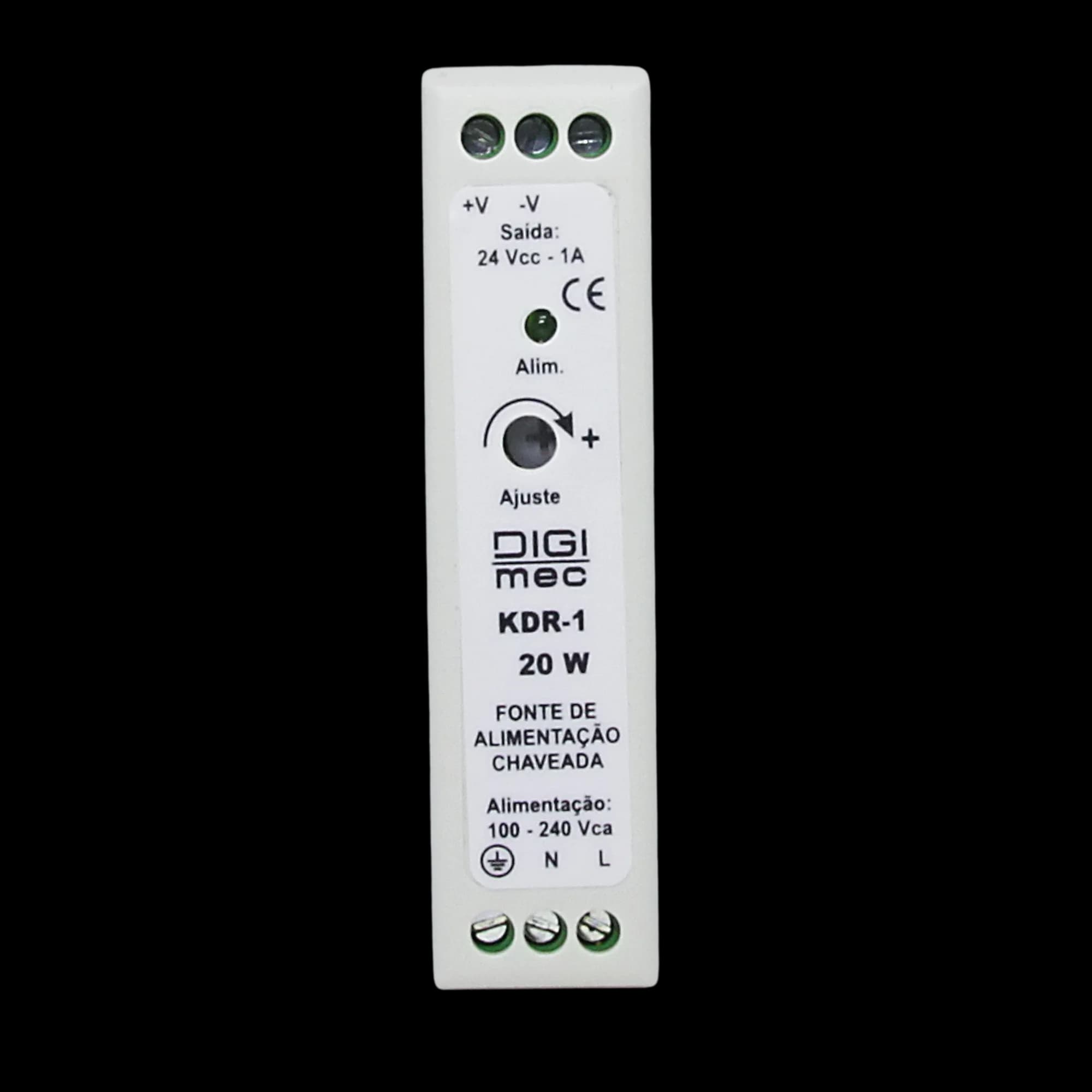 Fonte Chaveada 20W 1Amp. 100-240Vca Saída 24Vcc KDR-1 Digimec
