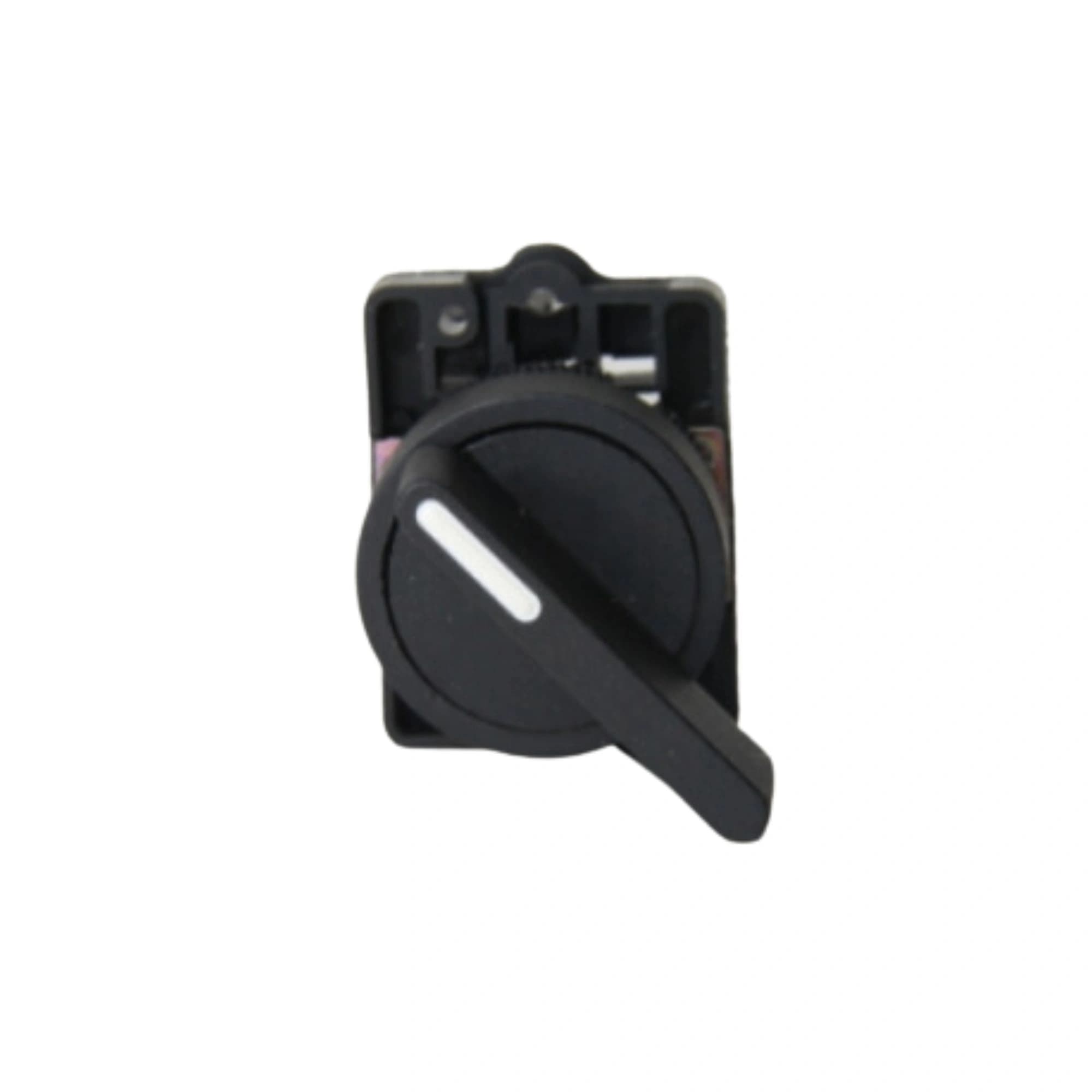 Comutador plástico manopla longa 22mm preto 2 posições fixas 1NA HB2-EJ21