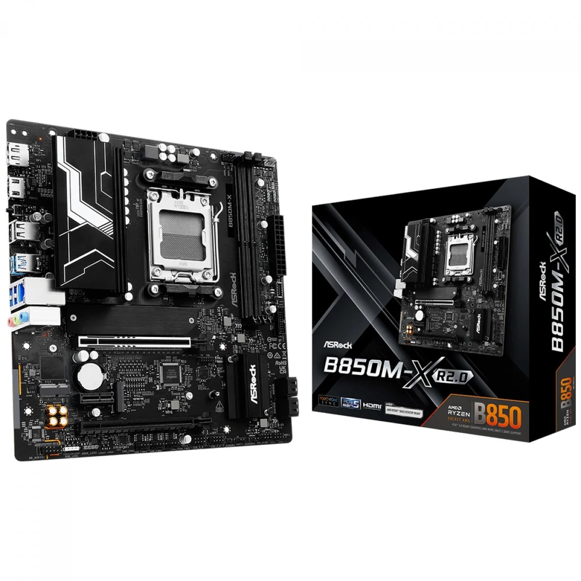 PLACA MAE ASROCK B850M-X R2.0, CHIPSET B850, AMD AM5, MATX, DDR5