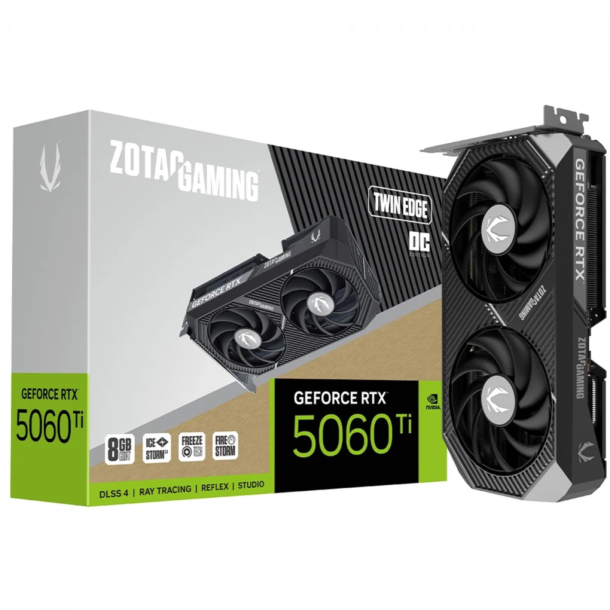 PLACA DE VIDEO GEFORCE RTX 5060 TI 8GB ZOTAC TWIN EDGE OC GDDR7, DLSS, RAY TRACING, ZT-B50610H-10M