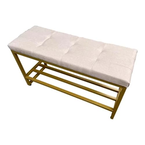 Sapateira Banco Dourada 60 Cm Com Estofado Hall De Entrada