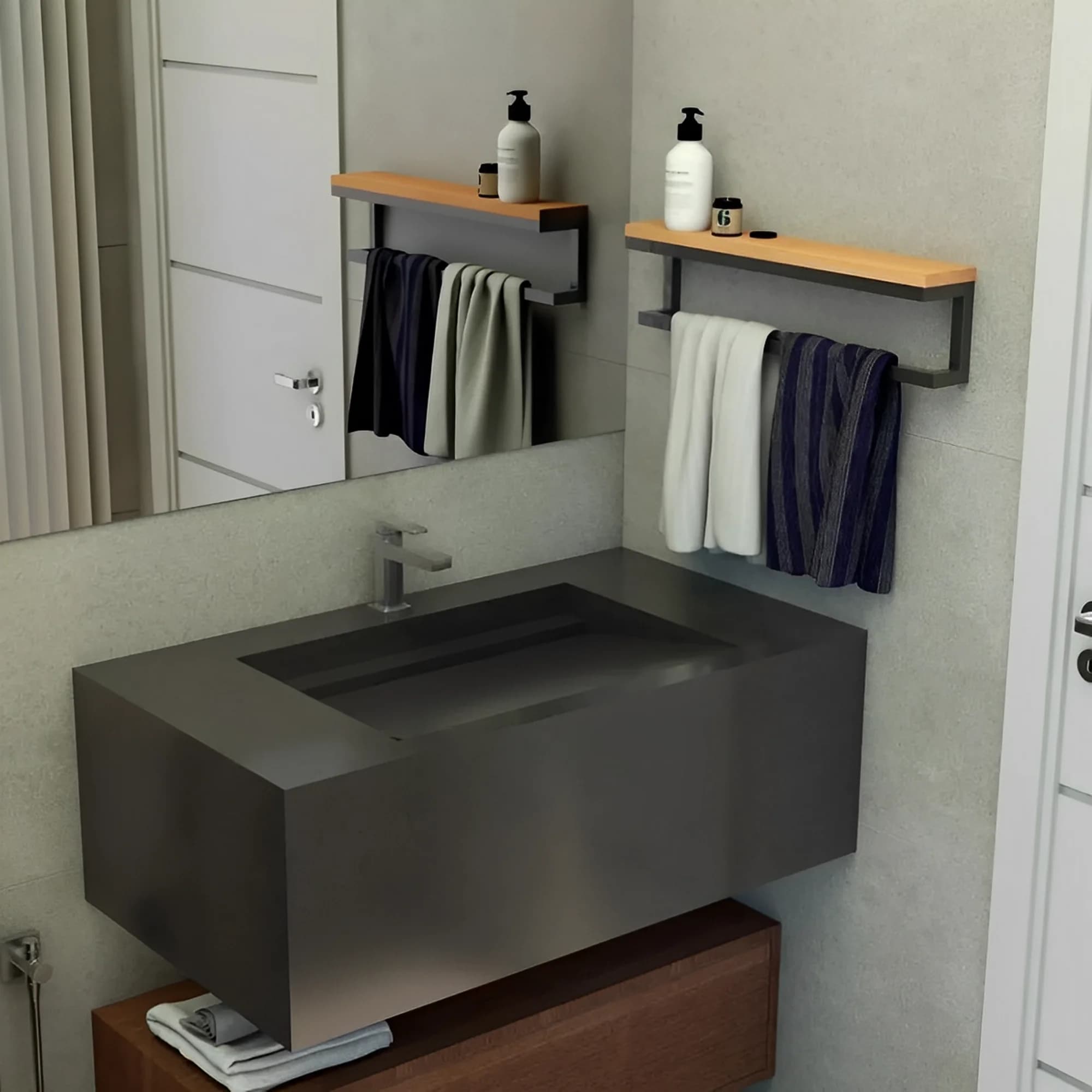 Toalheiro com Prateleira 60cm