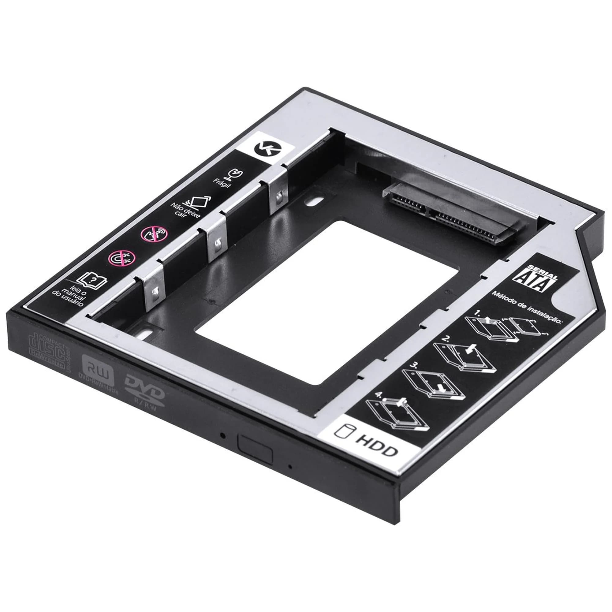 ADAPTADOR CADDY PARA HD OU SSD - GAVETA DE NOTEBOOK DVD SATA - 12.7MM AC -27 VINIK