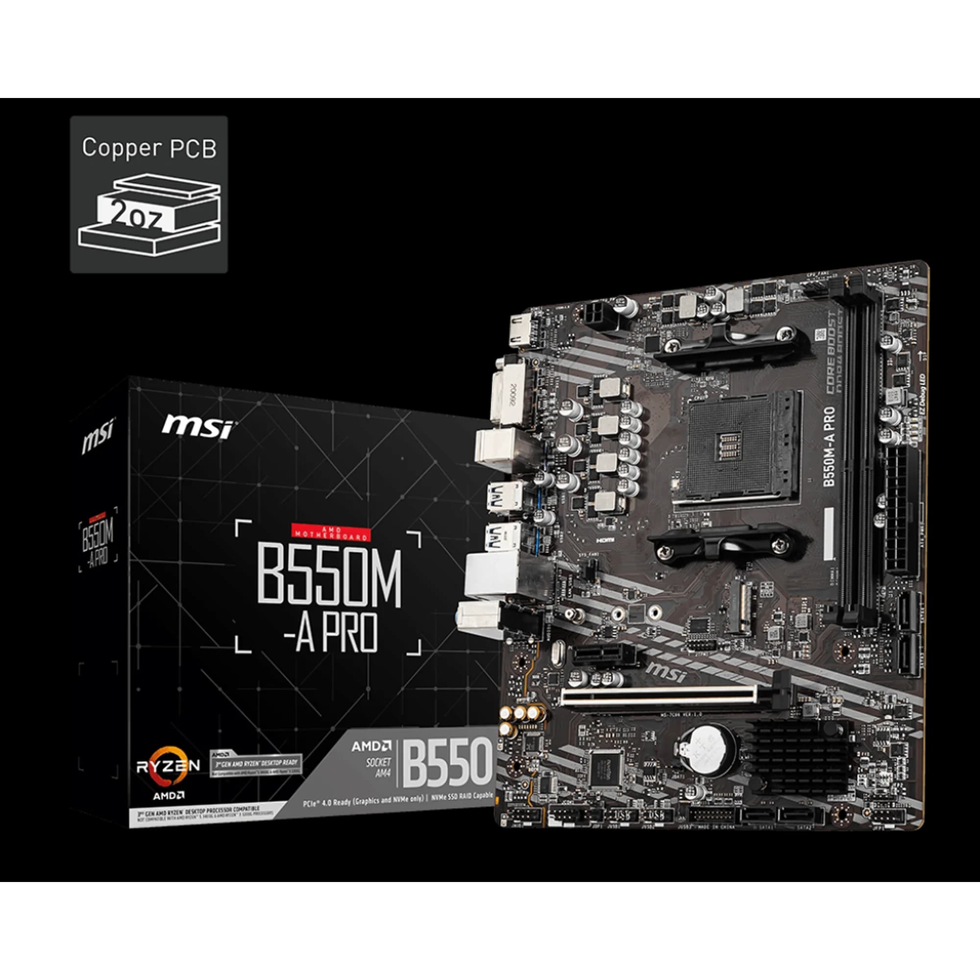 PLACA MAE MSI B550M-A PRO AM4, DDR4, MATX, M.2, HDMI/DVI