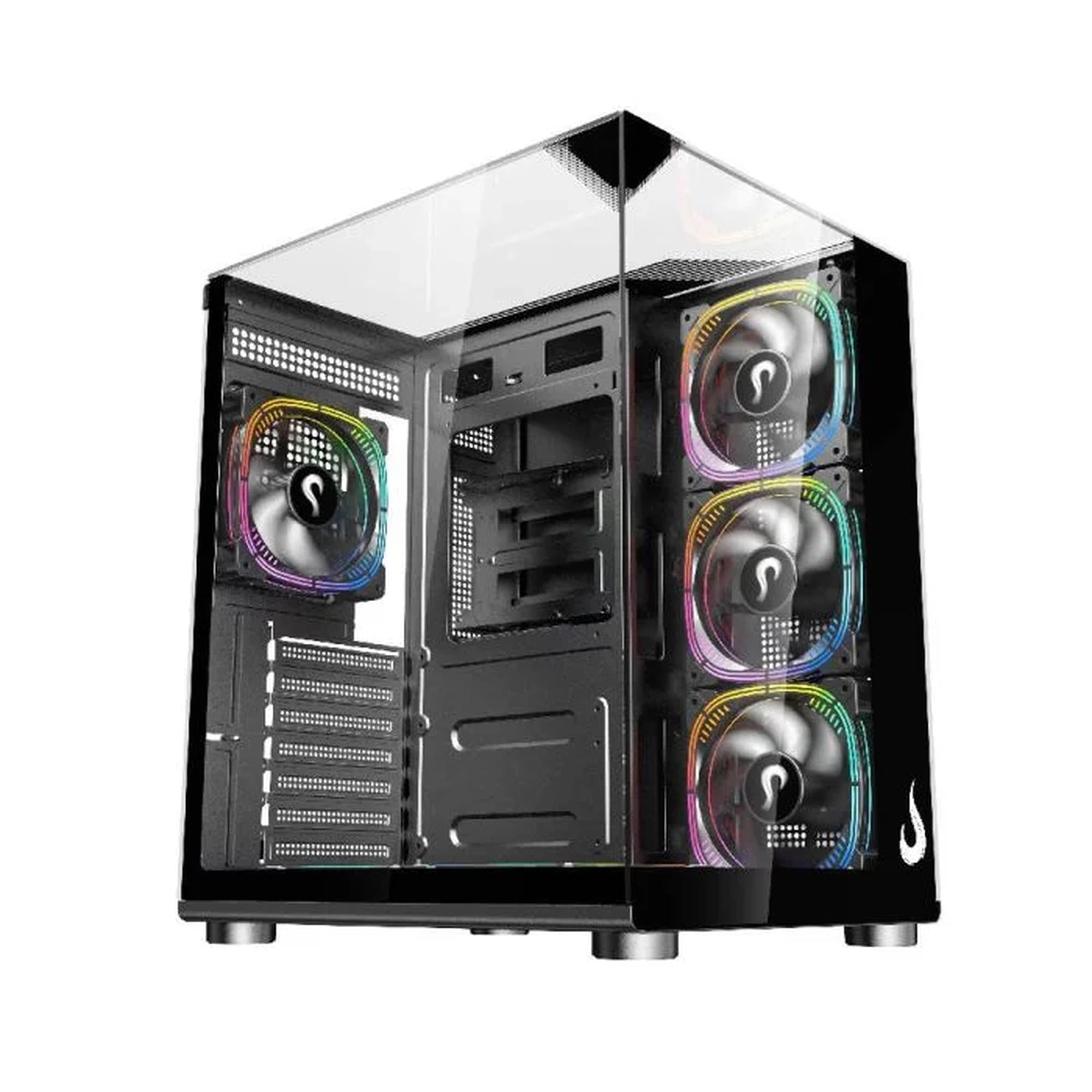 GABINETE GAMER RISE MODE GALAXY FULL GLASS X MID TOWER SEM FANS PRETO RM-CA-FGX-B