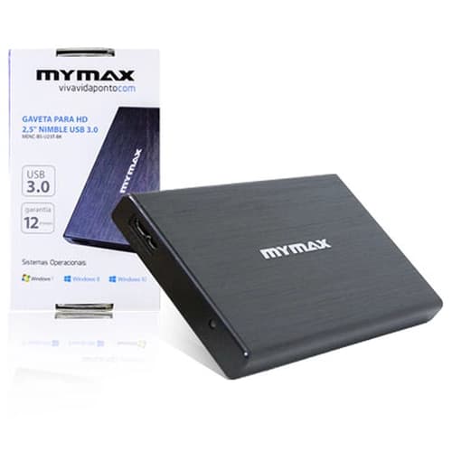 CASE HD EXTERNO 2.5 POLEGADAS USB 3.0 NIMBLE - PRETO MYMAX
