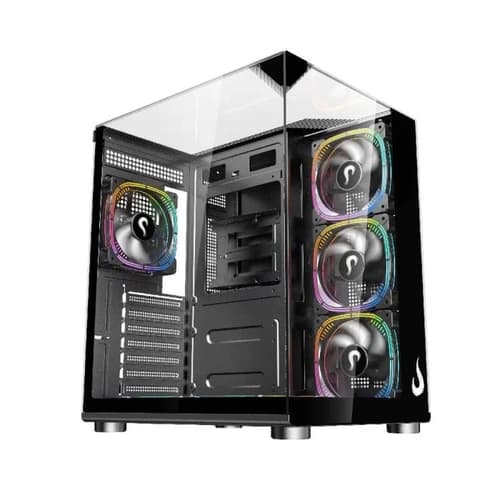 GABINETE GAMER RISE MODE GALAXY FULL GLASS X MID TOWER SEM FANS PRETO RM-CA-FGX-B