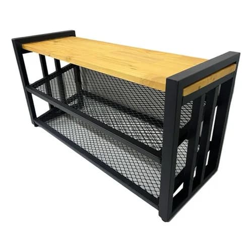 Sapateira Banco Banquinho 80cm Hall Organizadora Com Tela